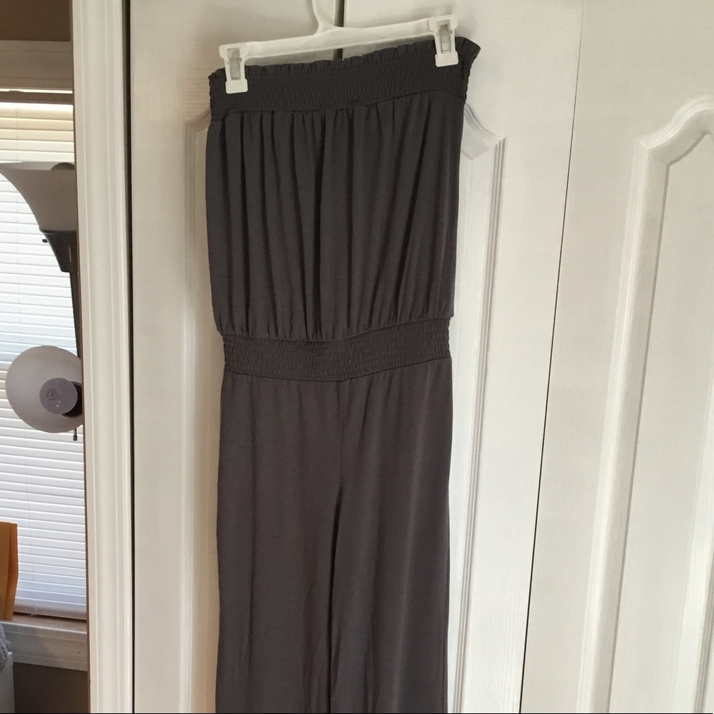 Gray strapless jumpsuit